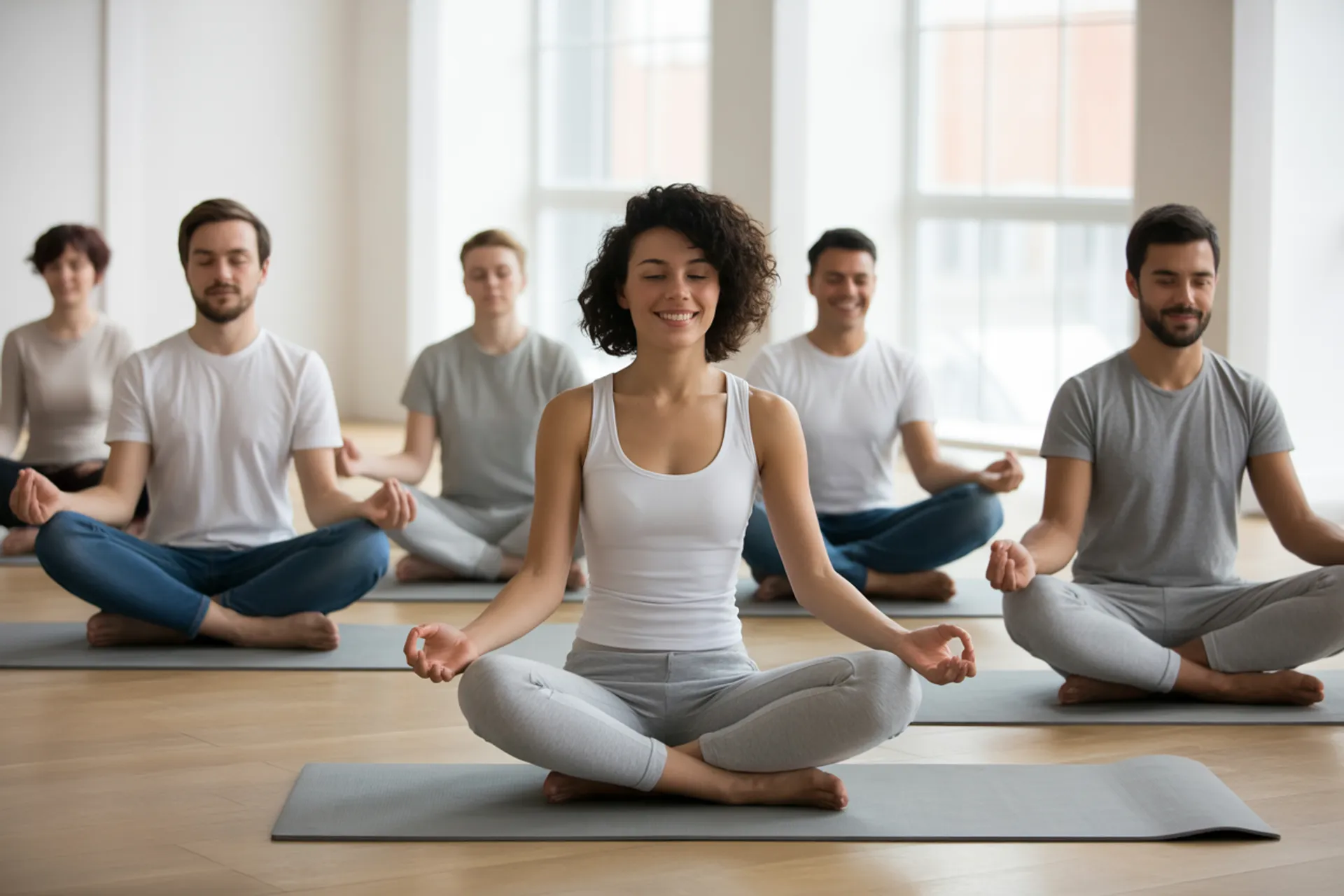 Persona meditando al amanecer en la naturaleza