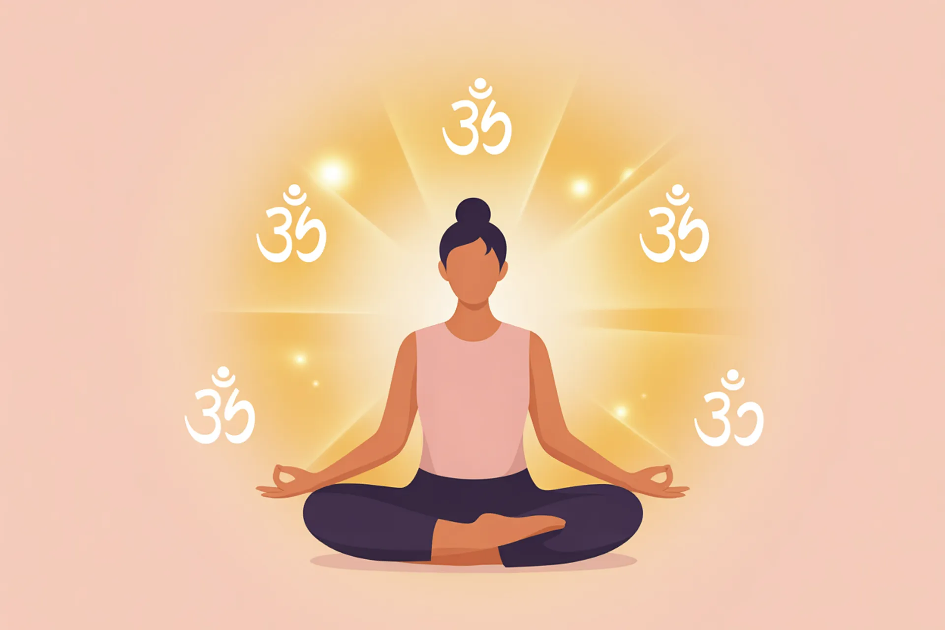 Persona meditando con un japamala y luz suave